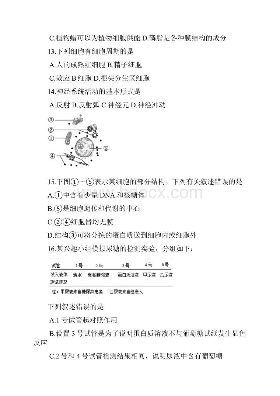 浙江省桐乡市凤鸣高级中学学年高二下学期期中考试生物精校 Word版答案全.docx_第3页