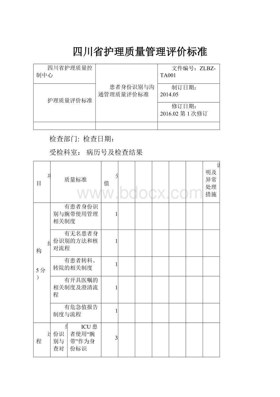 四川省护理质量管理评价标准.docx_第1页