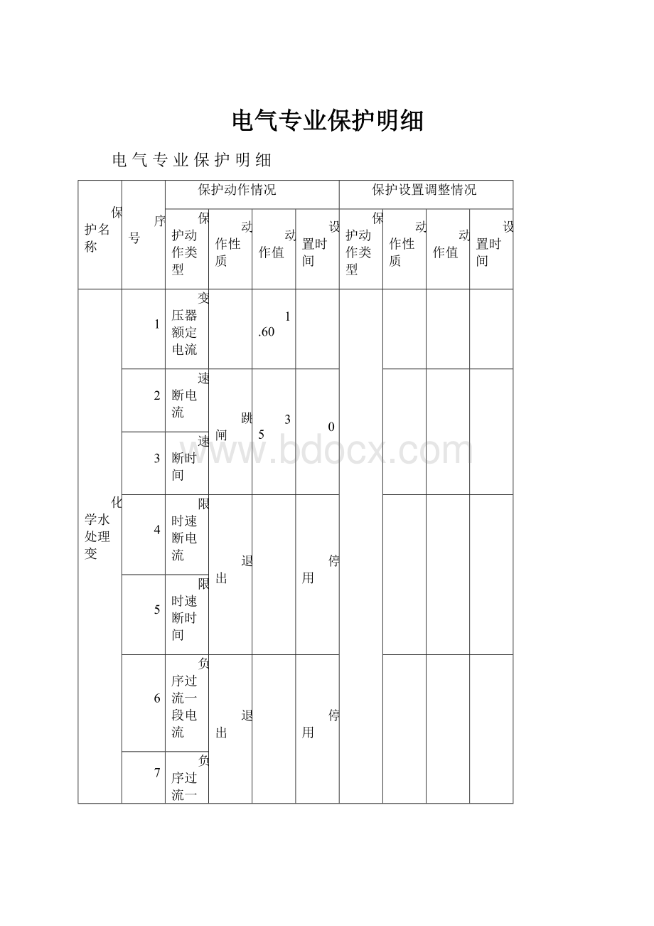 电气专业保护明细.docx_第1页