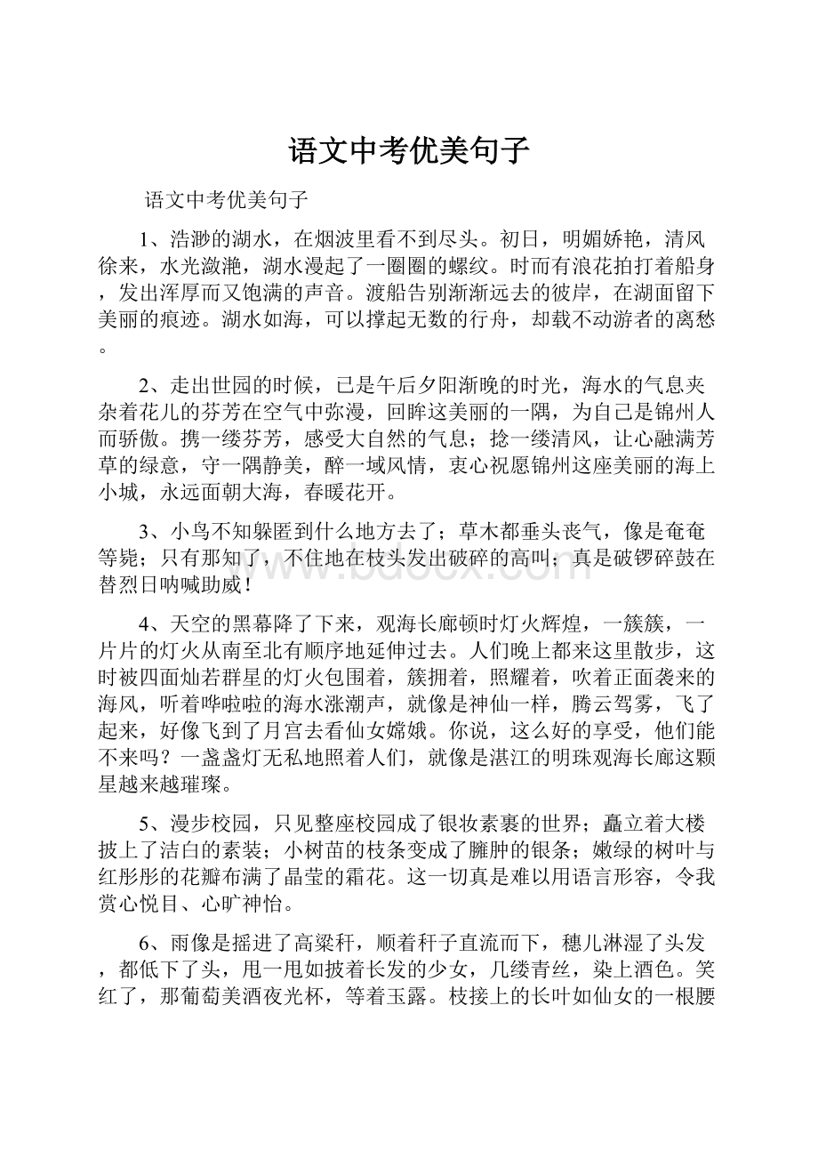 语文中考优美句子.docx_第1页