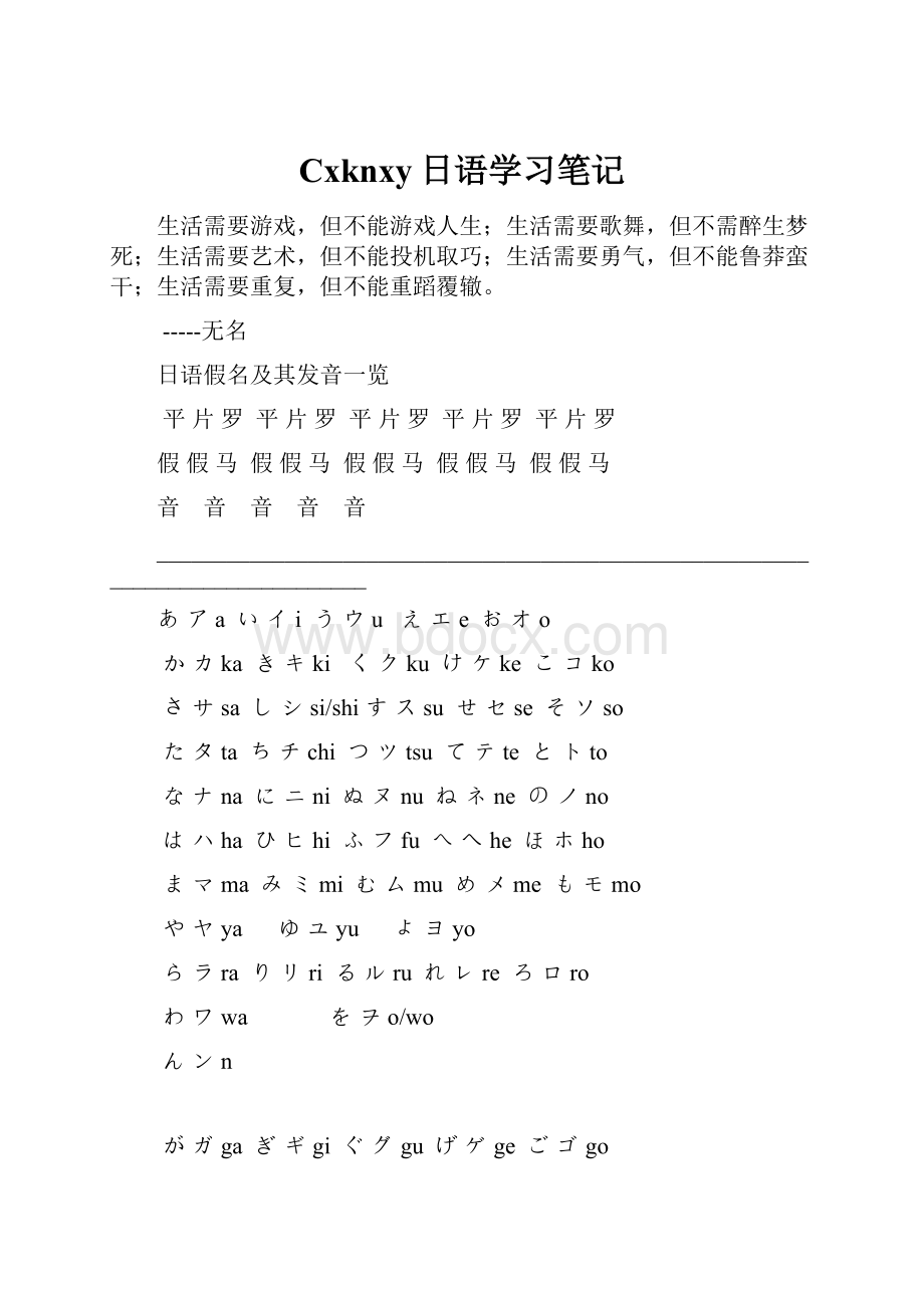 Cxknxy日语学习笔记.docx_第1页