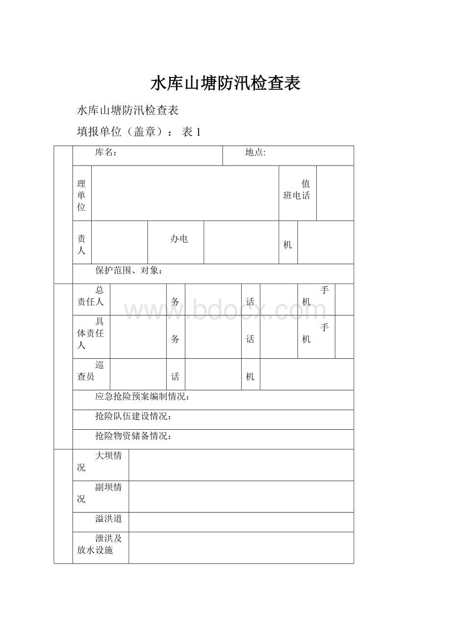 水库山塘防汛检查表.docx