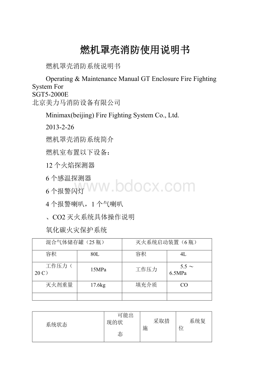 燃机罩壳消防使用说明书.docx