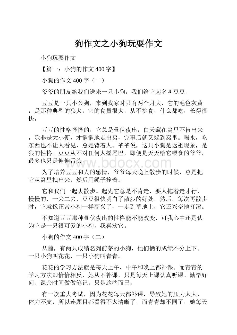 狗作文之小狗玩耍作文.docx