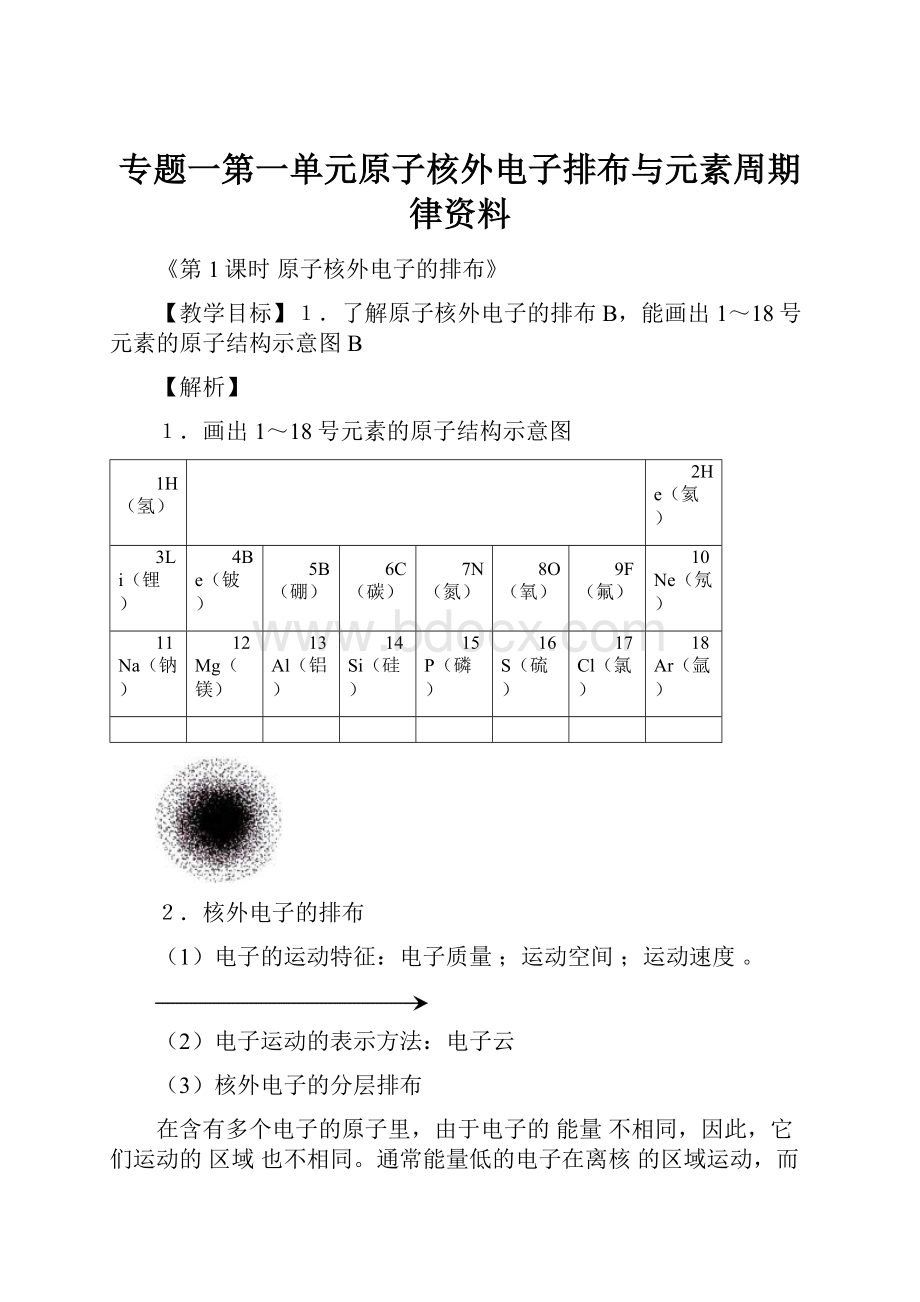 专题一第一单元原子核外电子排布与元素周期律资料.docx