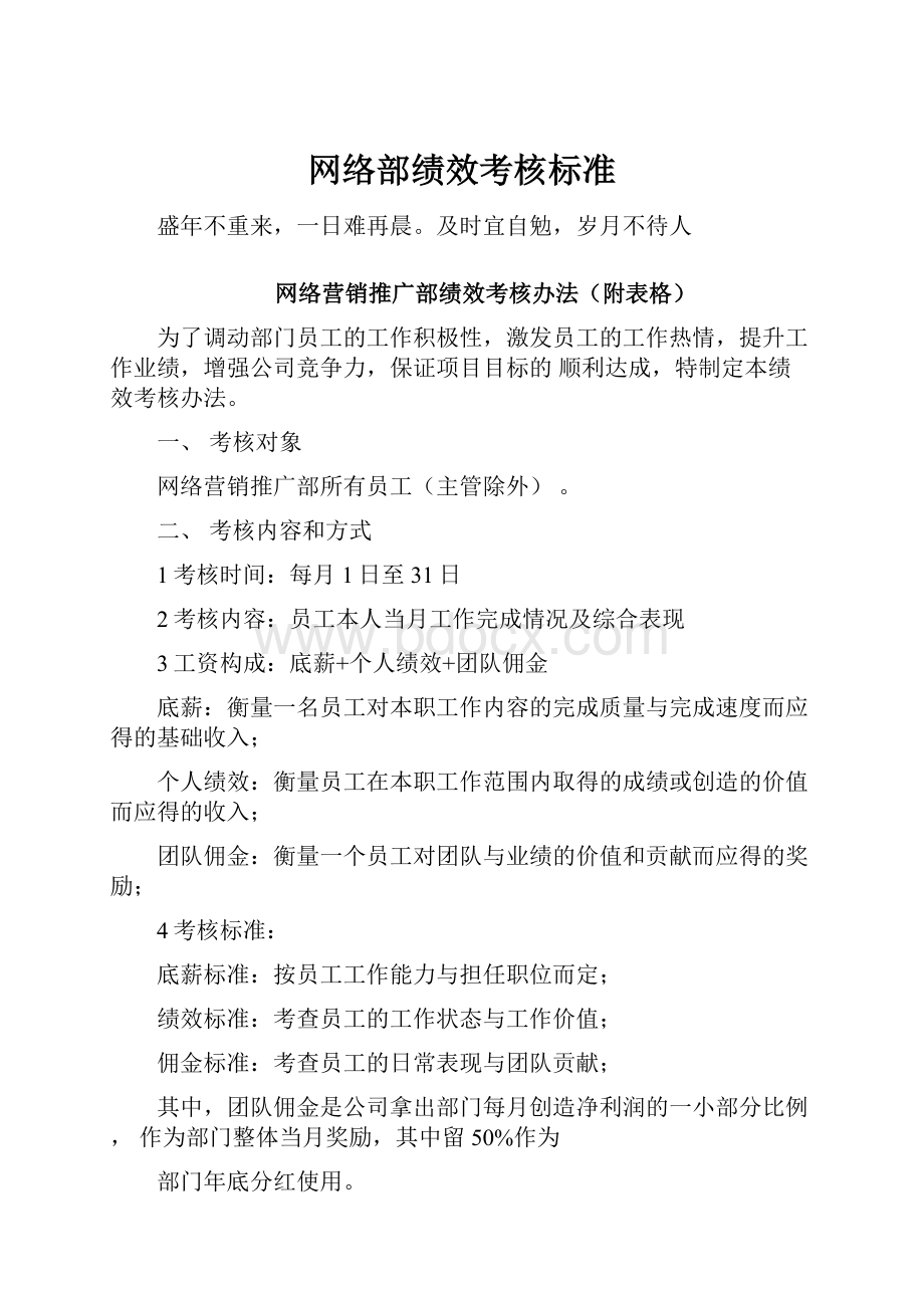 网络部绩效考核标准.docx