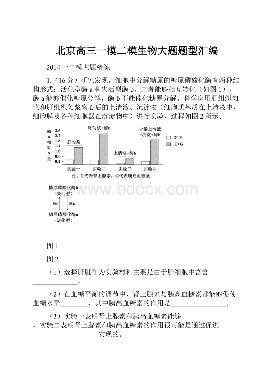 北京高三一模二模生物大题题型汇编.docx