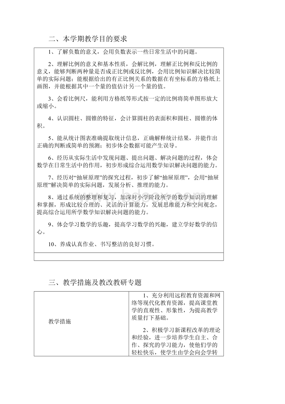 六年级下学期数学计划.docx_第3页