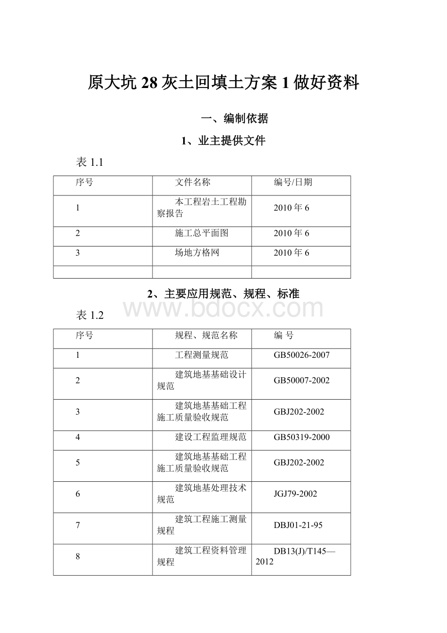 原大坑28灰土回填土方案1做好资料.docx