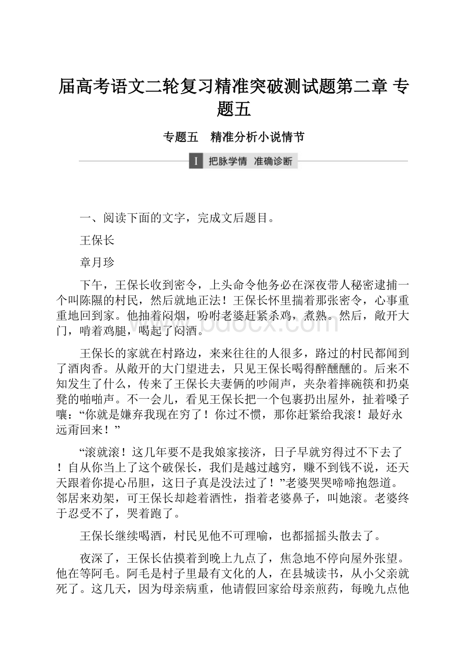 届高考语文二轮复习精准突破测试题第二章 专题五.docx