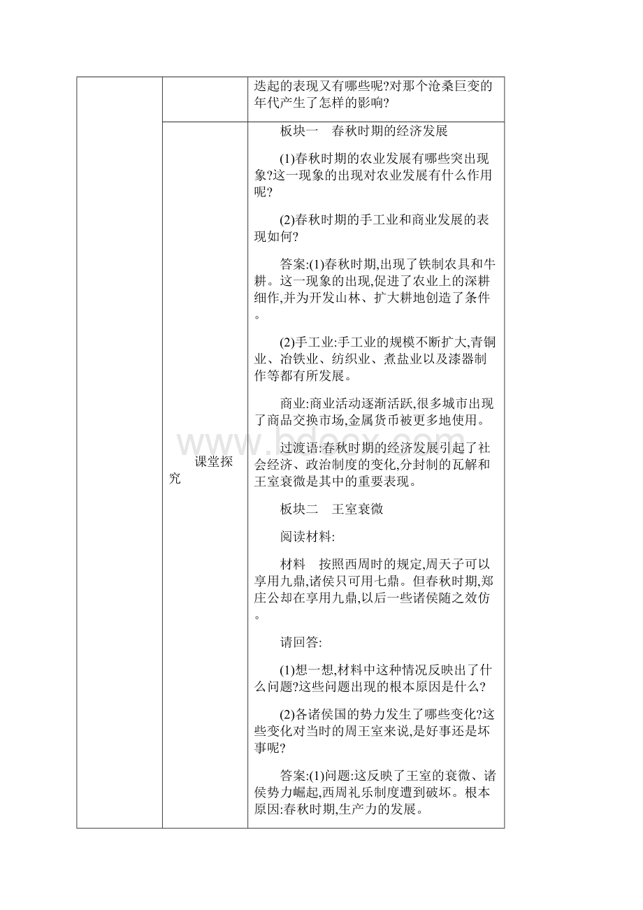 人教版七年级历史上册部编版第6课教案 动荡的春秋时期.docx_第2页