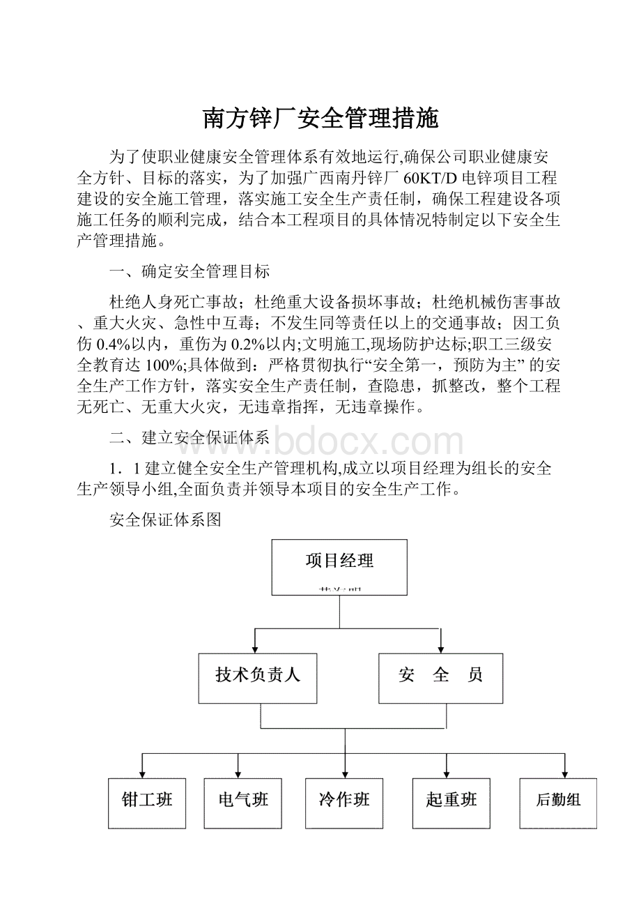 南方锌厂安全管理措施.docx