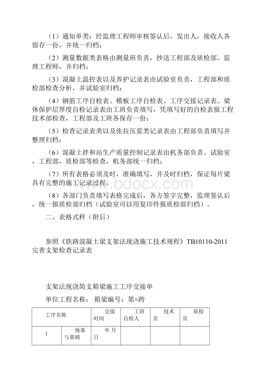 高速铁路支架法现浇简支箱梁施工工序过程记录表全.docx_第2页