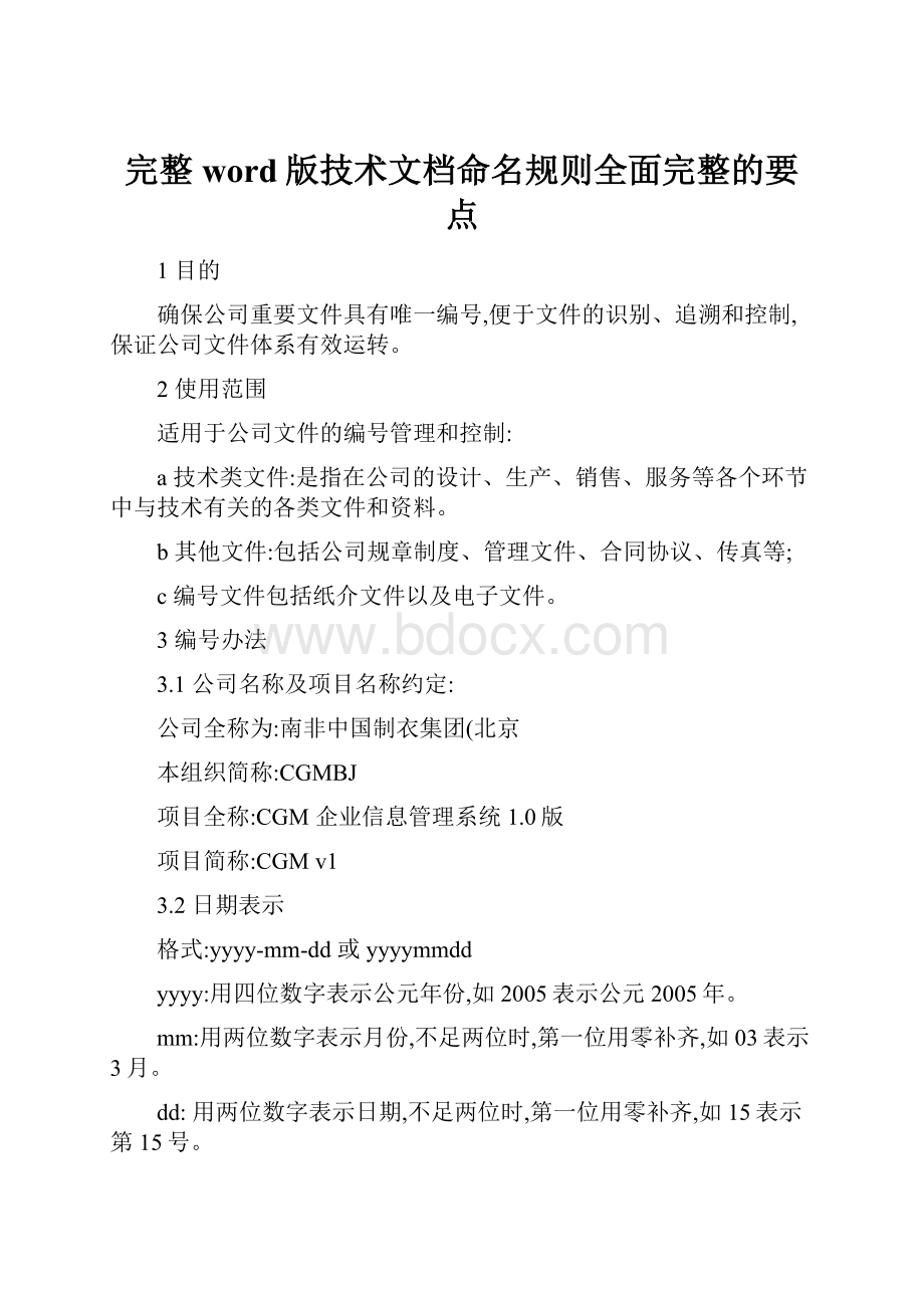 完整word版技术文档命名规则全面完整的要点.docx