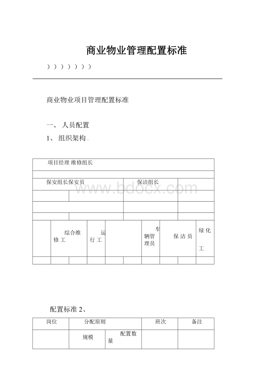 商业物业管理配置标准.docx