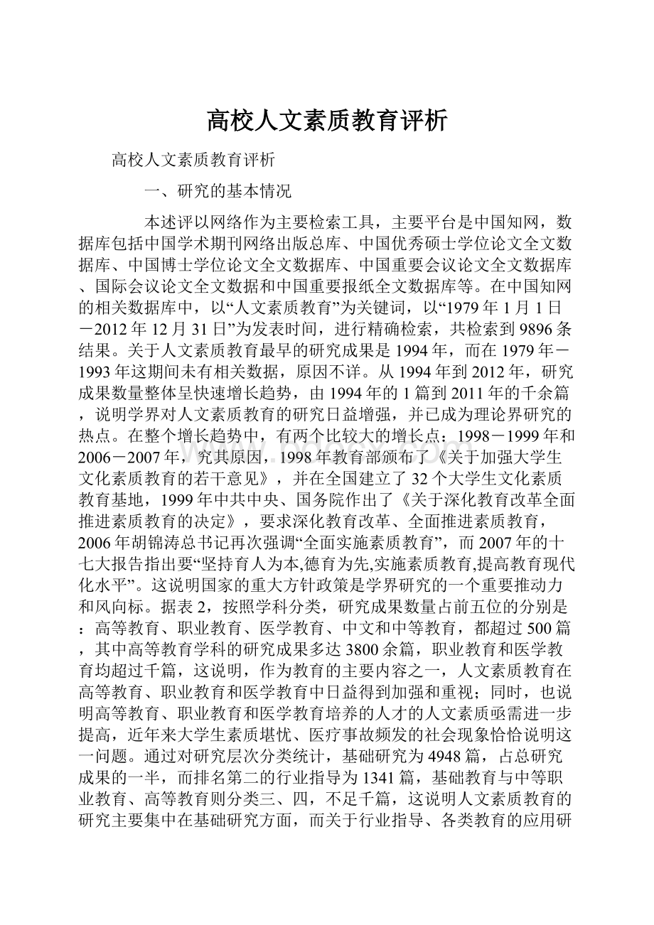 高校人文素质教育评析.docx