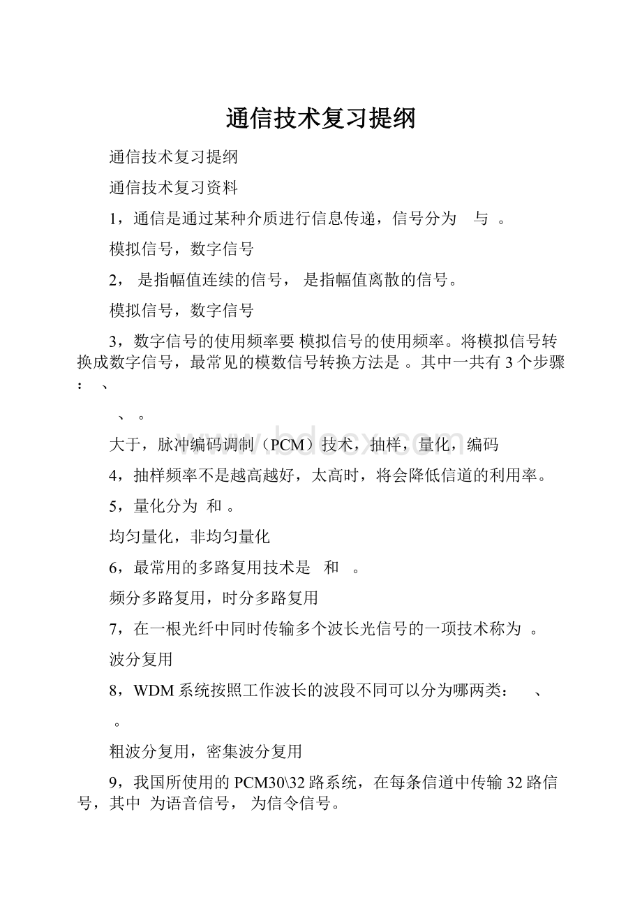 通信技术复习提纲.docx_第1页