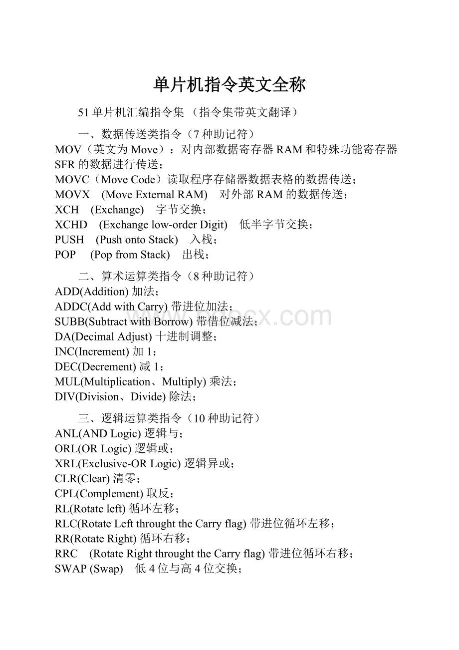 单片机指令英文全称.docx_第1页