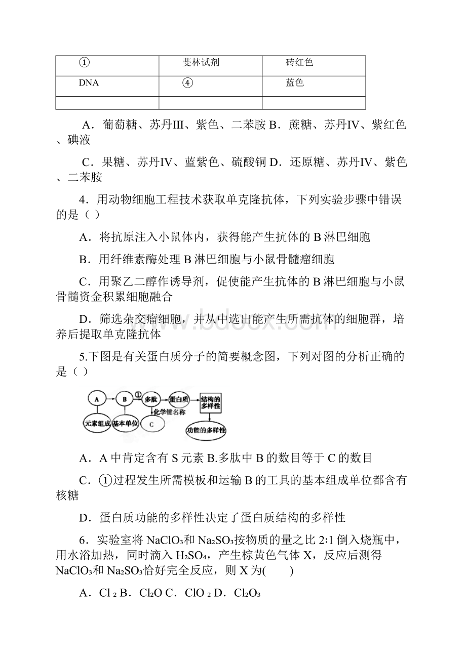 广西崇左市龙州高中高三月中考理科综合试题无答案.docx_第2页