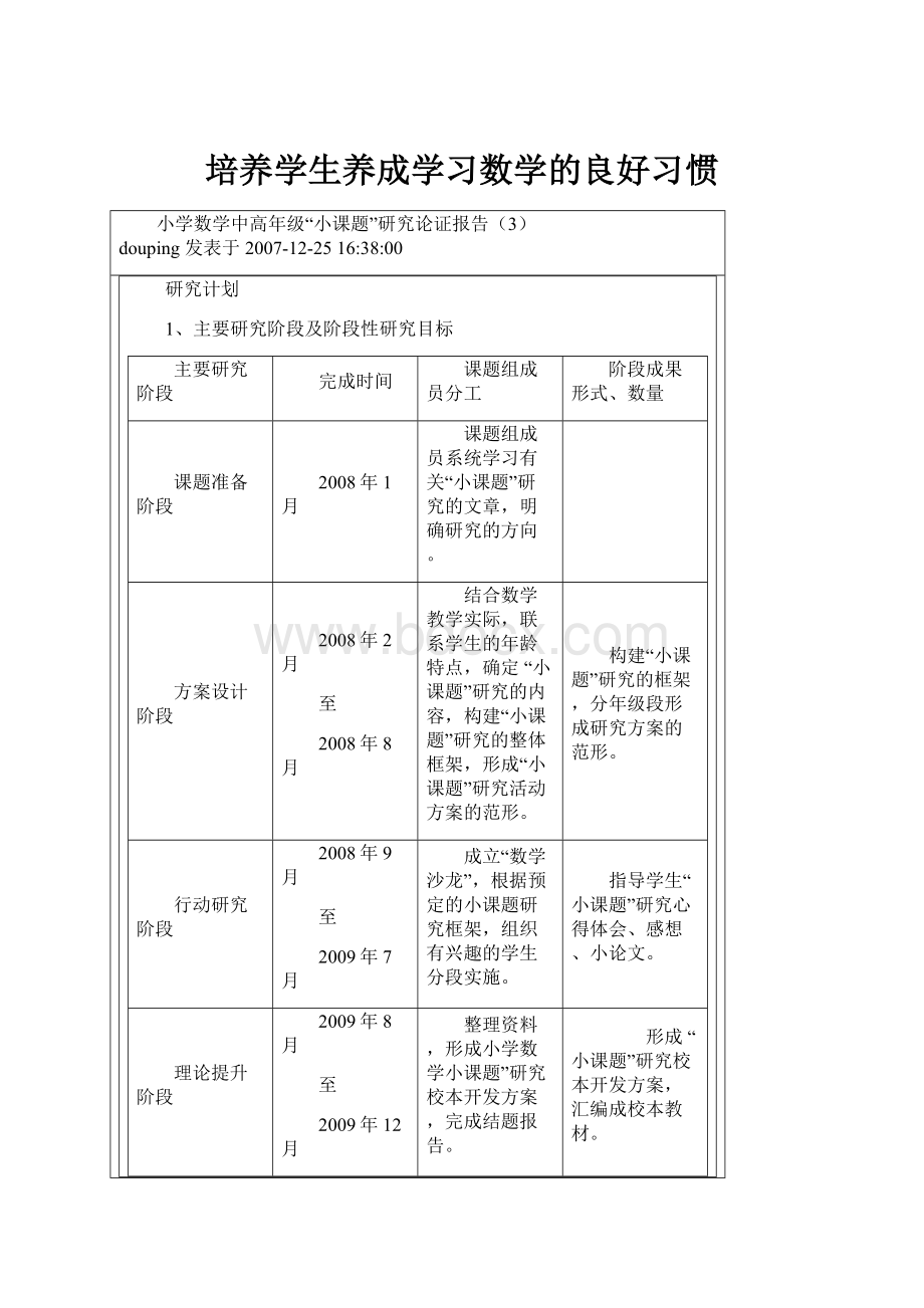 培养学生养成学习数学的良好习惯.docx_第1页