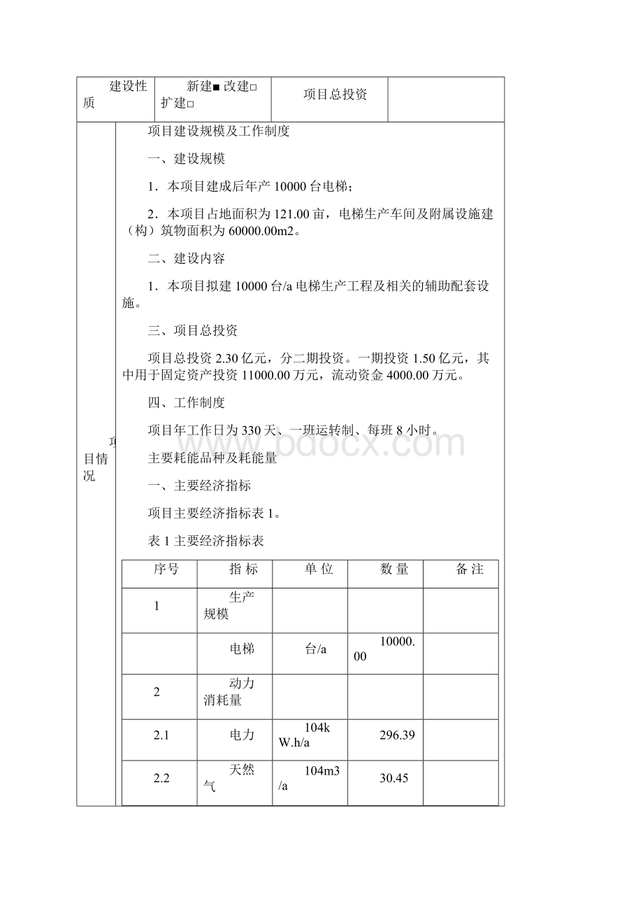 年产10000台电梯制造项目立项节能分析评价报告表学士学位论文.docx_第2页