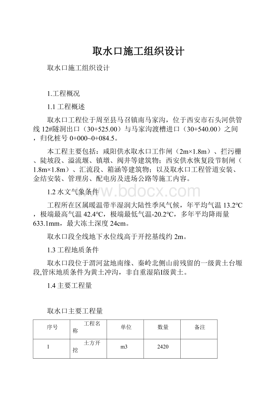 取水口施工组织设计.docx