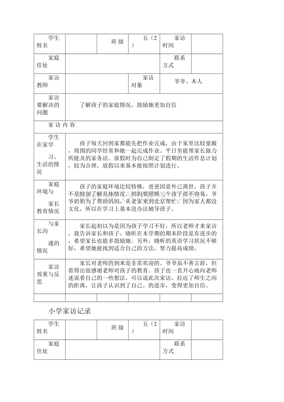 小学家访记录表格式原文件.docx_第2页