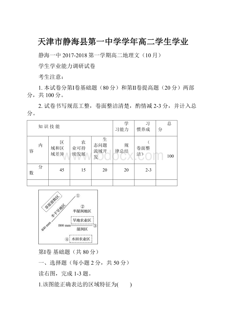 天津市静海县第一中学学年高二学生学业.docx_第1页