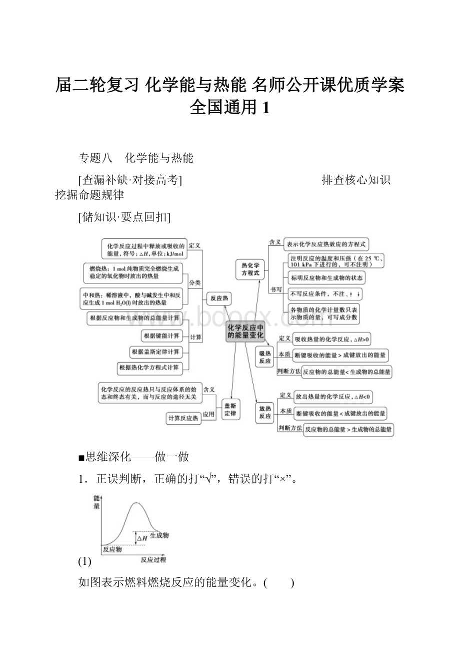 届二轮复习 化学能与热能 名师公开课优质学案全国通用1.docx