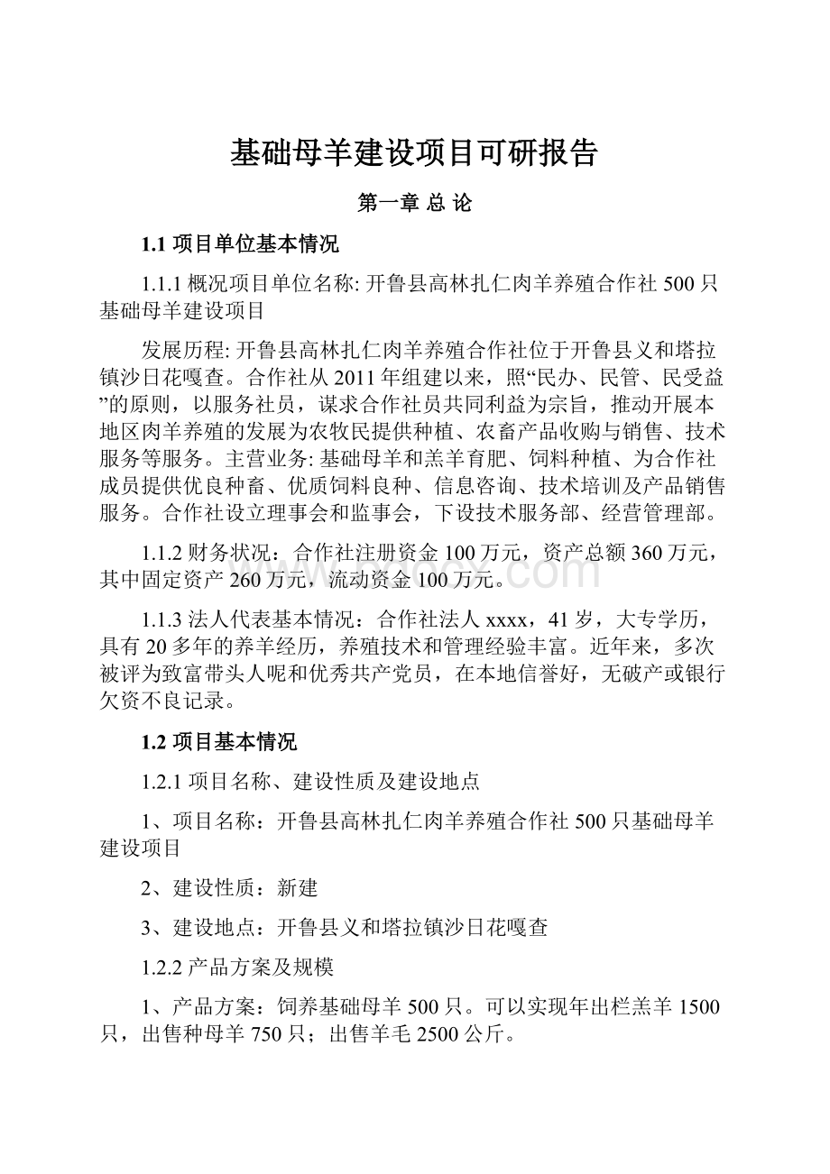 基础母羊建设项目可研报告.docx