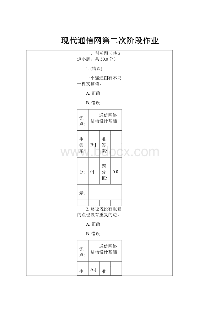 现代通信网第二次阶段作业.docx