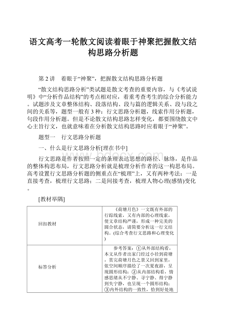 语文高考一轮散文阅读着眼于神聚把握散文结构思路分析题.docx