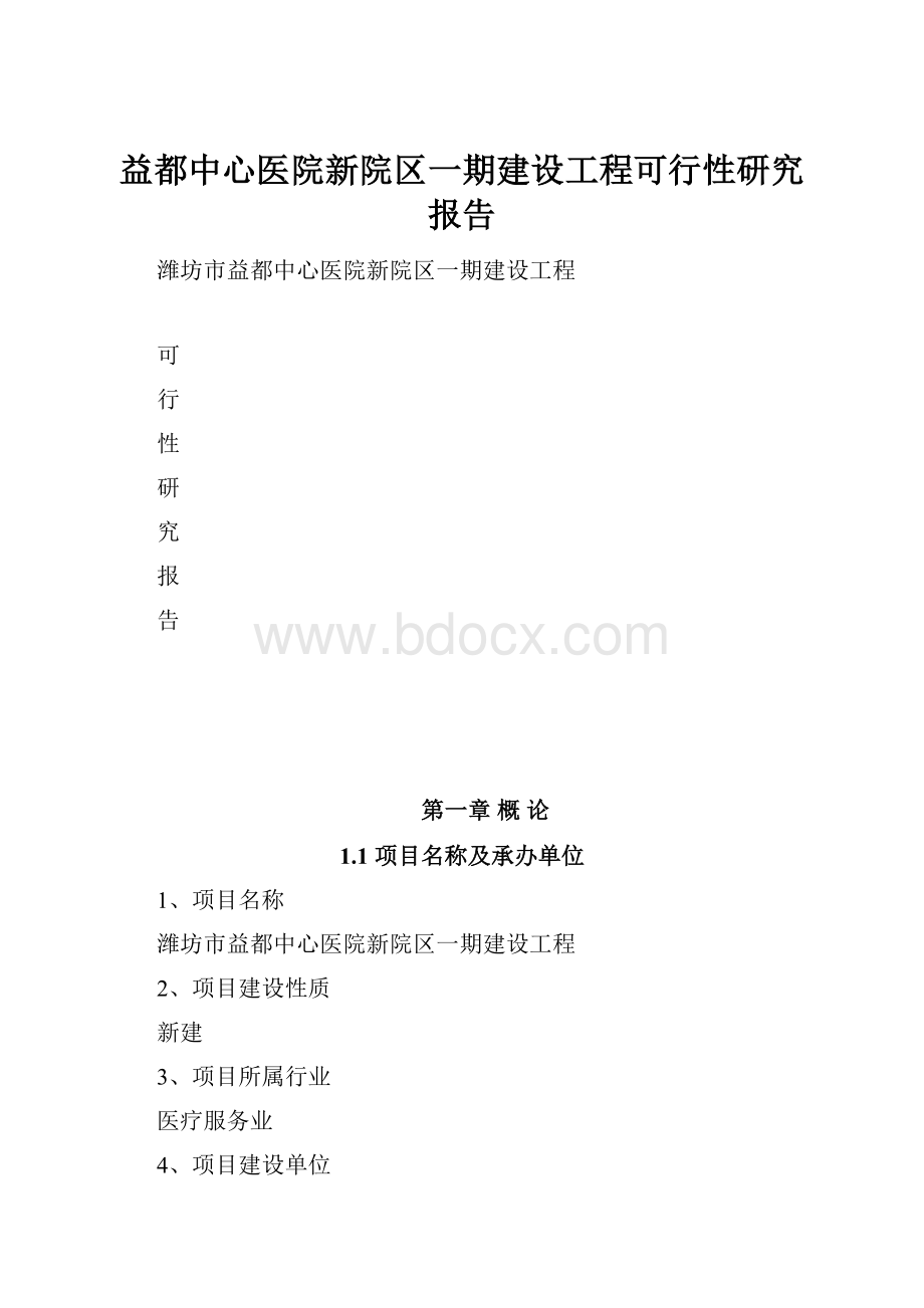 益都中心医院新院区一期建设工程可行性研究报告.docx