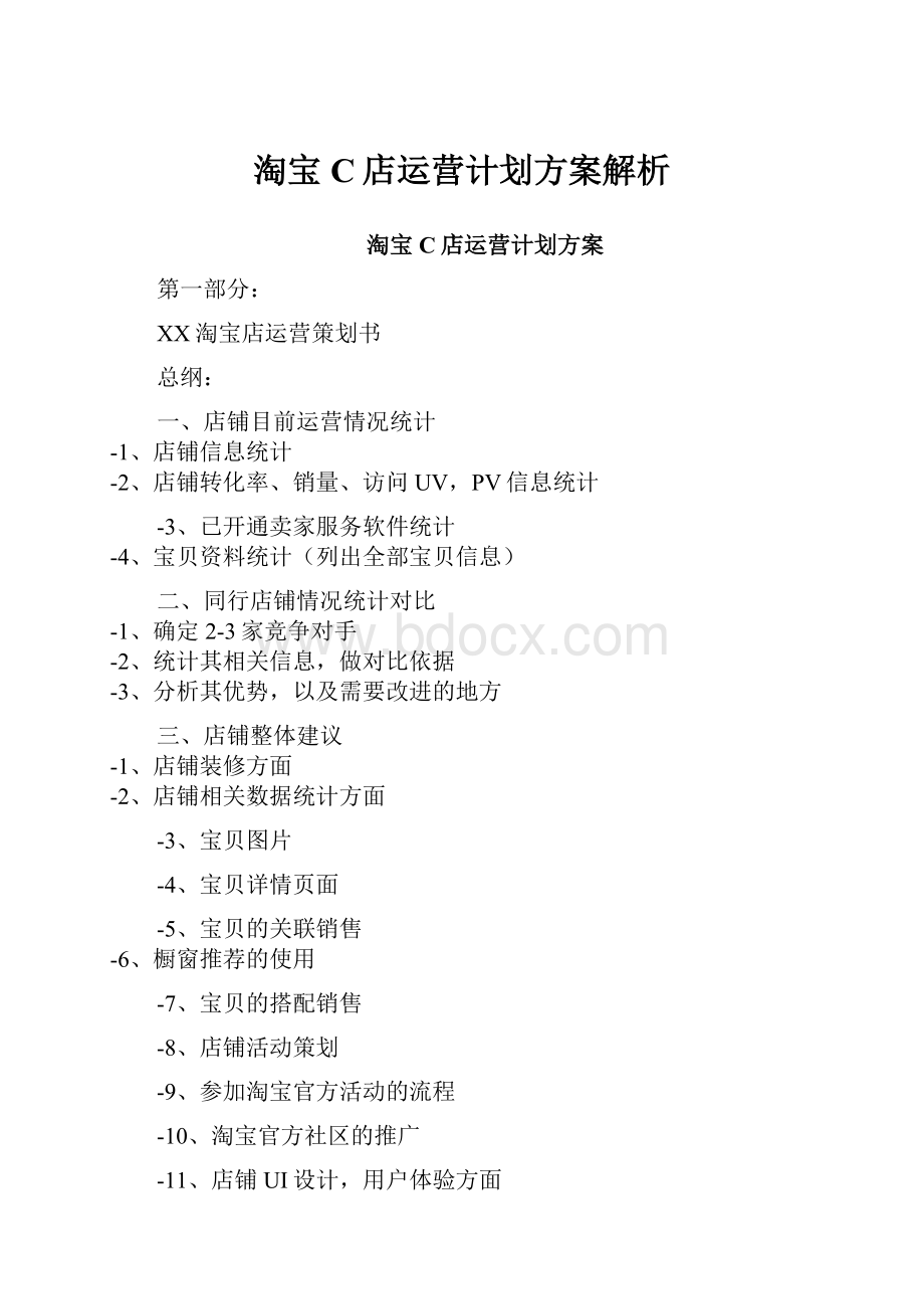 淘宝C店运营计划方案解析.docx_第1页