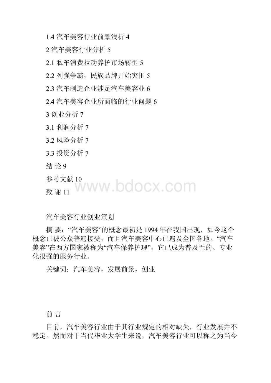 精编汽车美容护理行业创业项目可行性策划书.docx_第2页