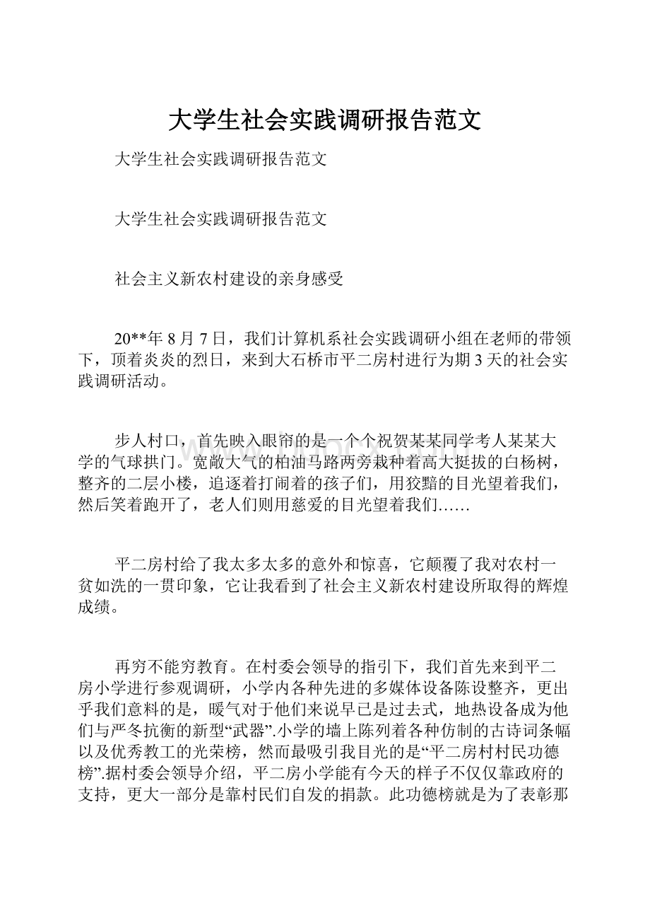 大学生社会实践调研报告范文.docx