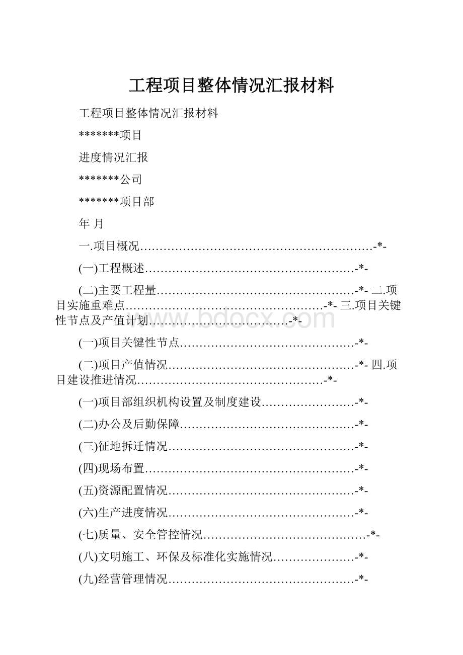 工程项目整体情况汇报材料.docx