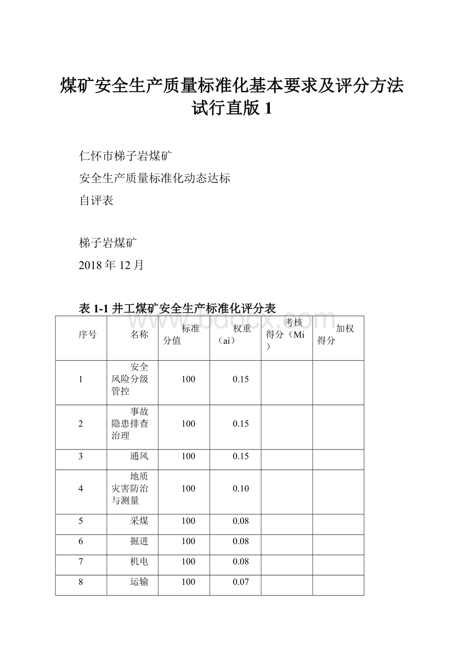 煤矿安全生产质量标准化基本要求及评分方法试行直版1.docx