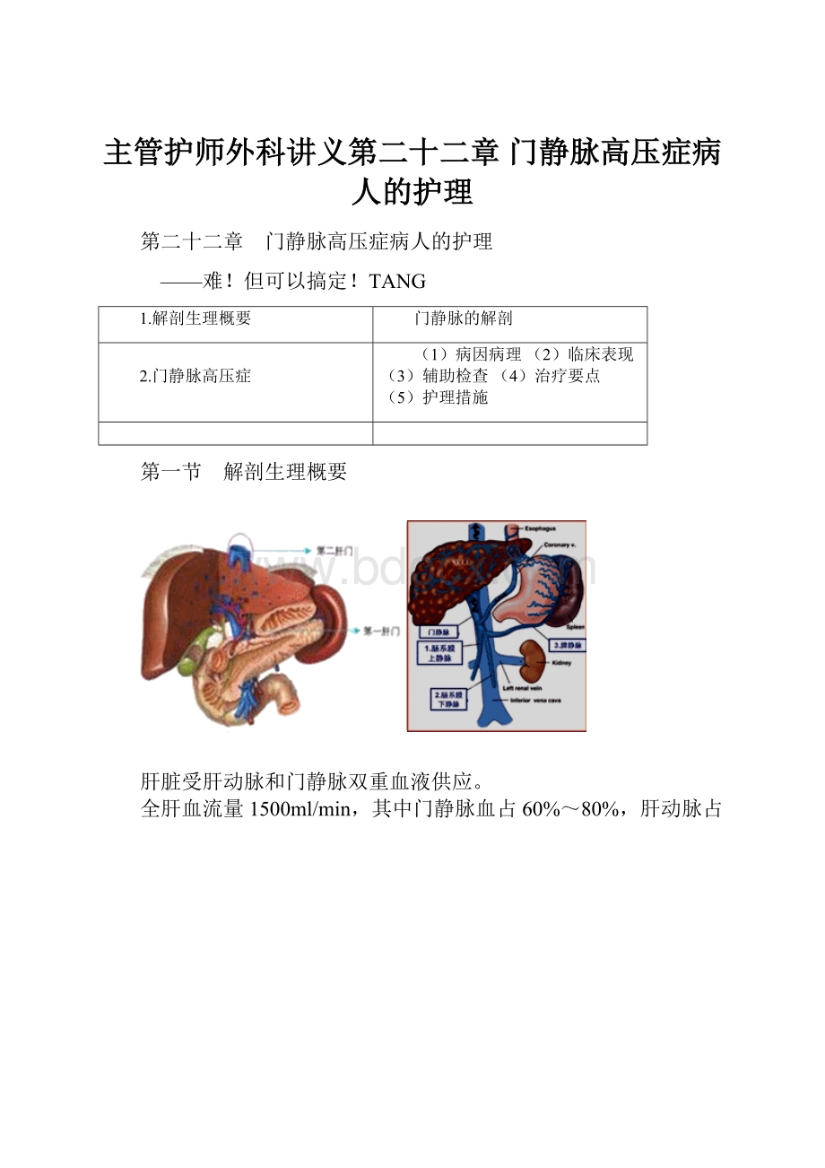 主管护师外科讲义第二十二章 门静脉高压症病人的护理.docx