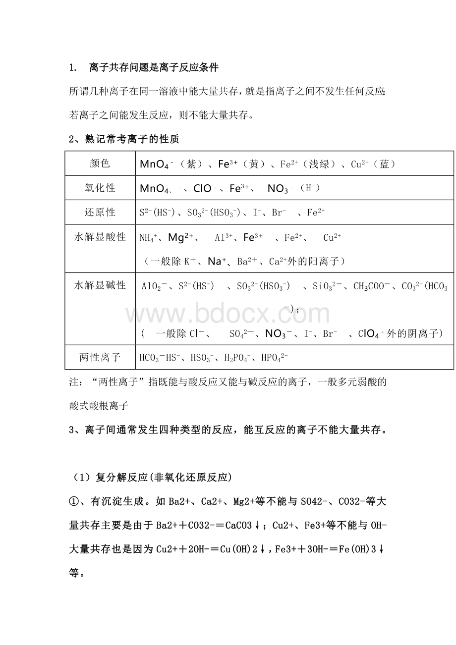 高考化学复习专题之离子大量共存规律总结.docx