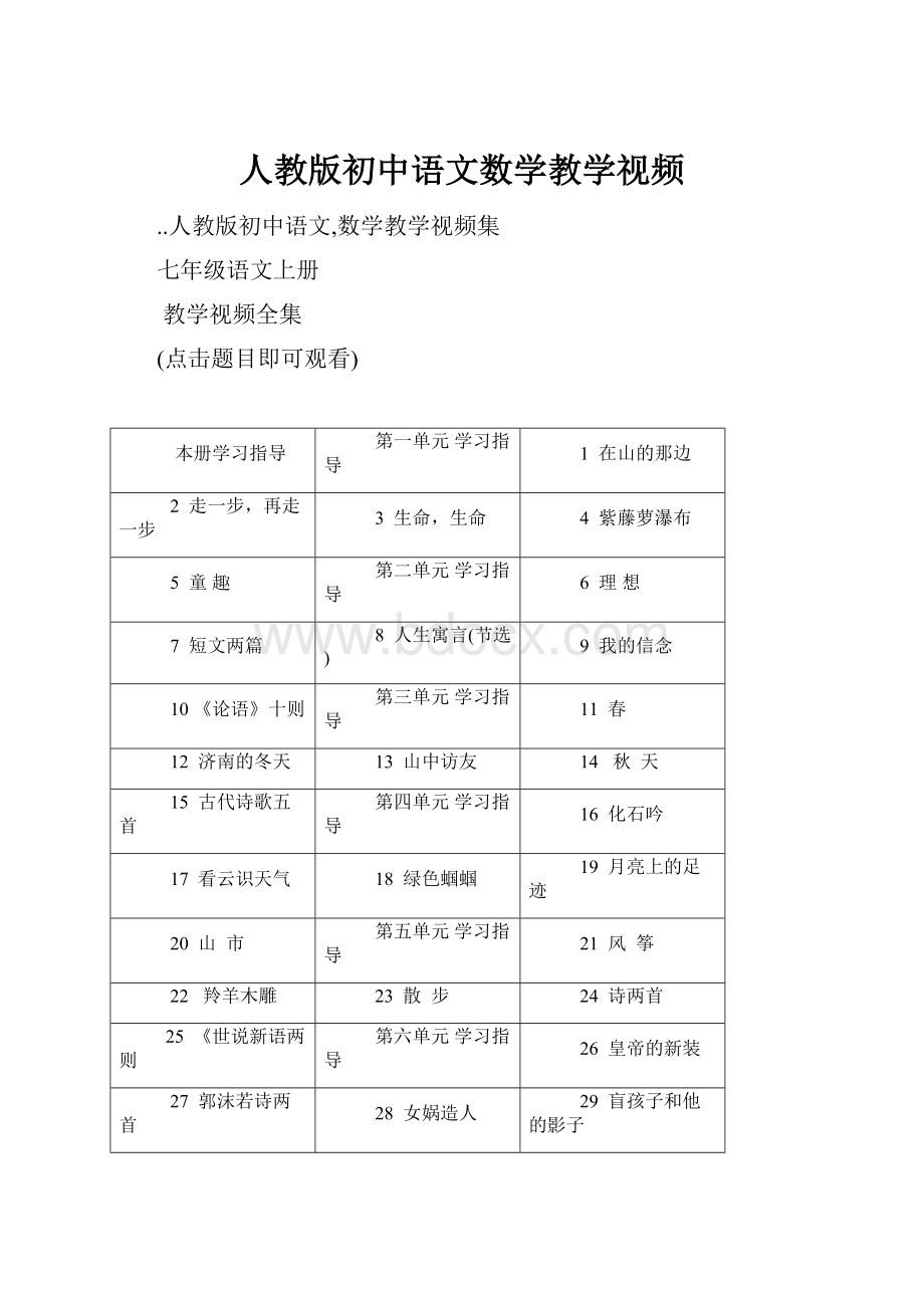 人教版初中语文数学教学视频.docx