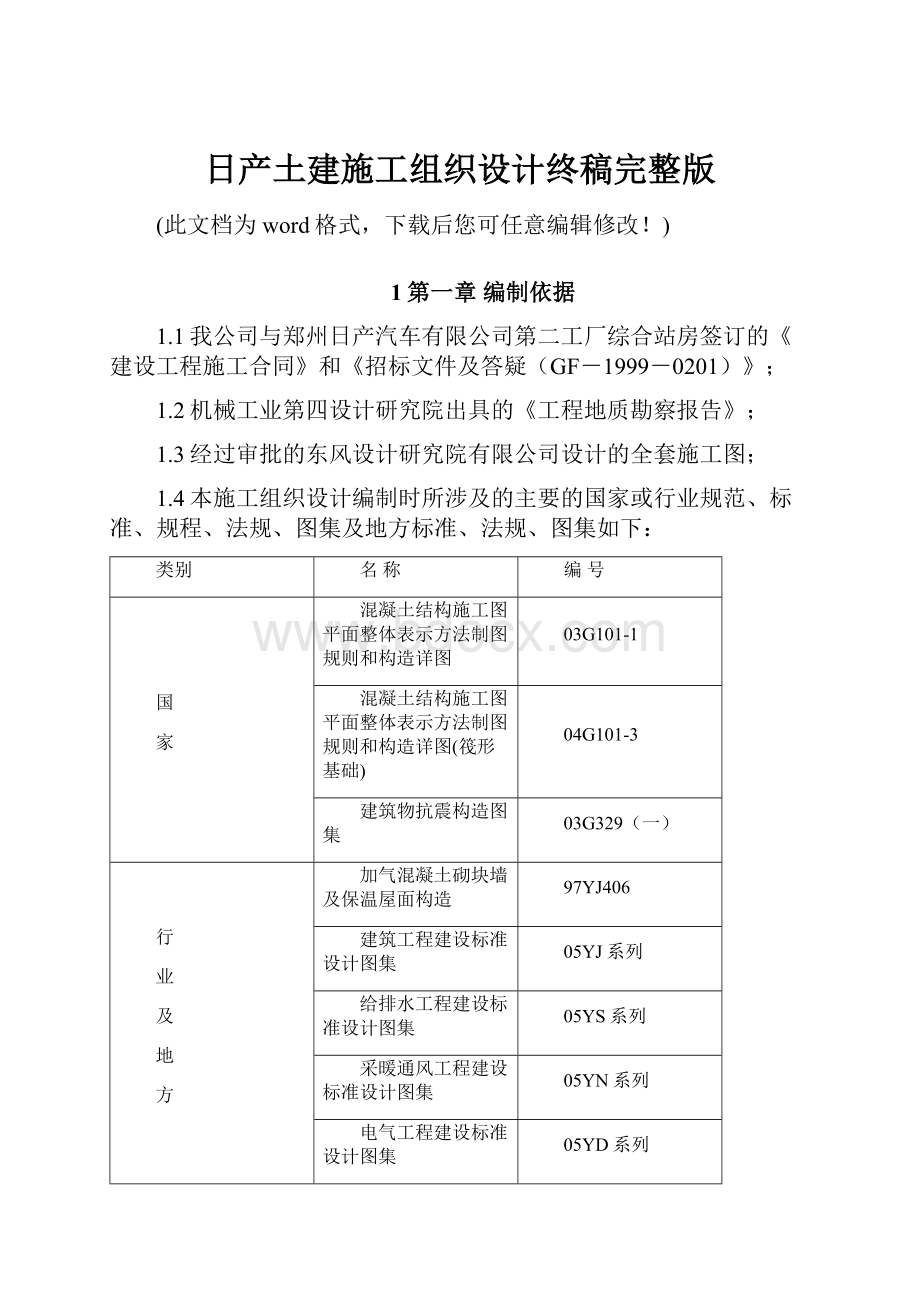 日产土建施工组织设计终稿完整版.docx