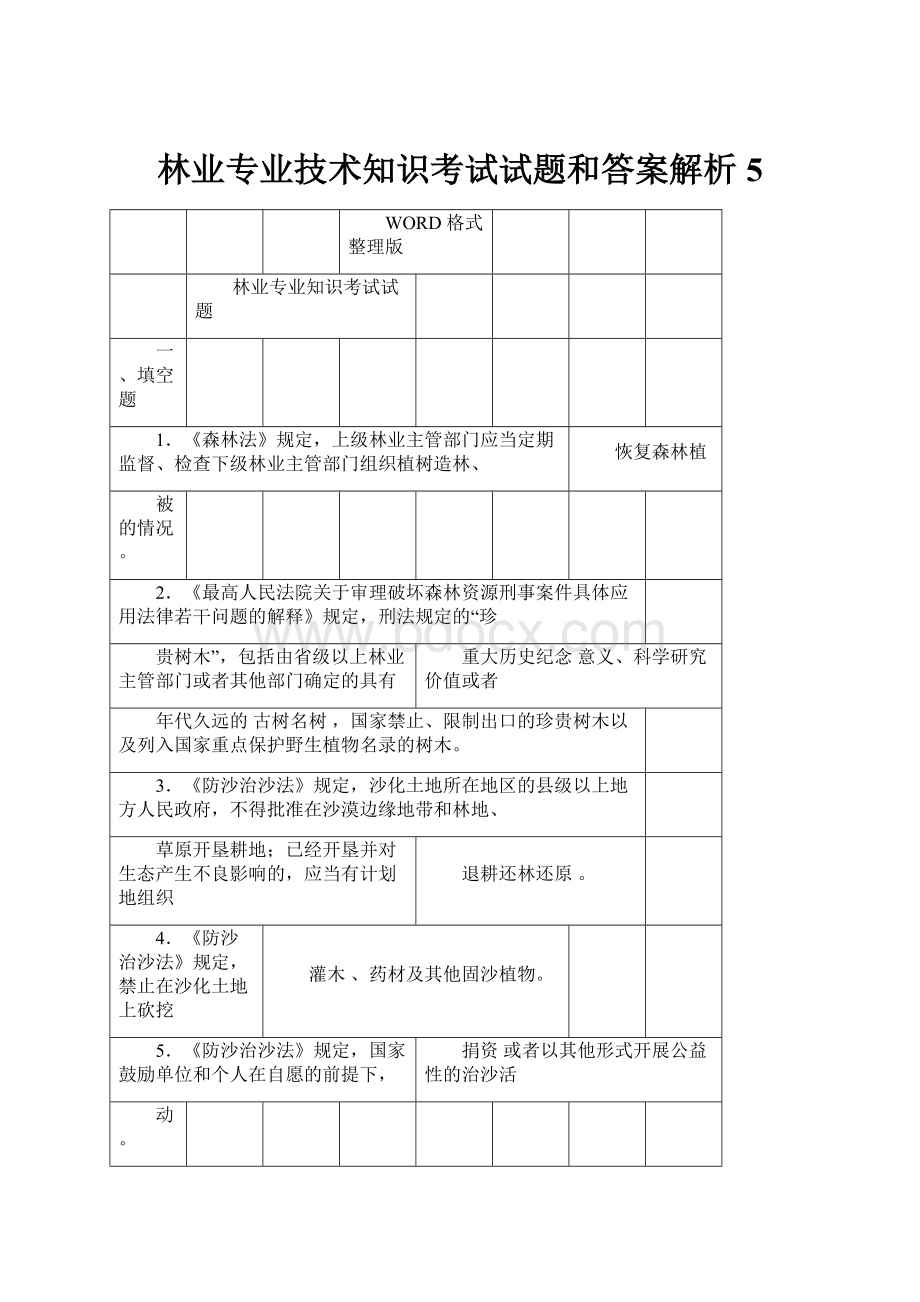 林业专业技术知识考试试题和答案解析5.docx