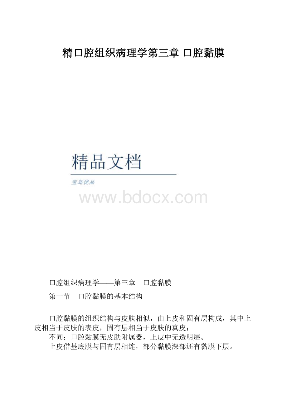 精口腔组织病理学第三章 口腔黏膜.docx