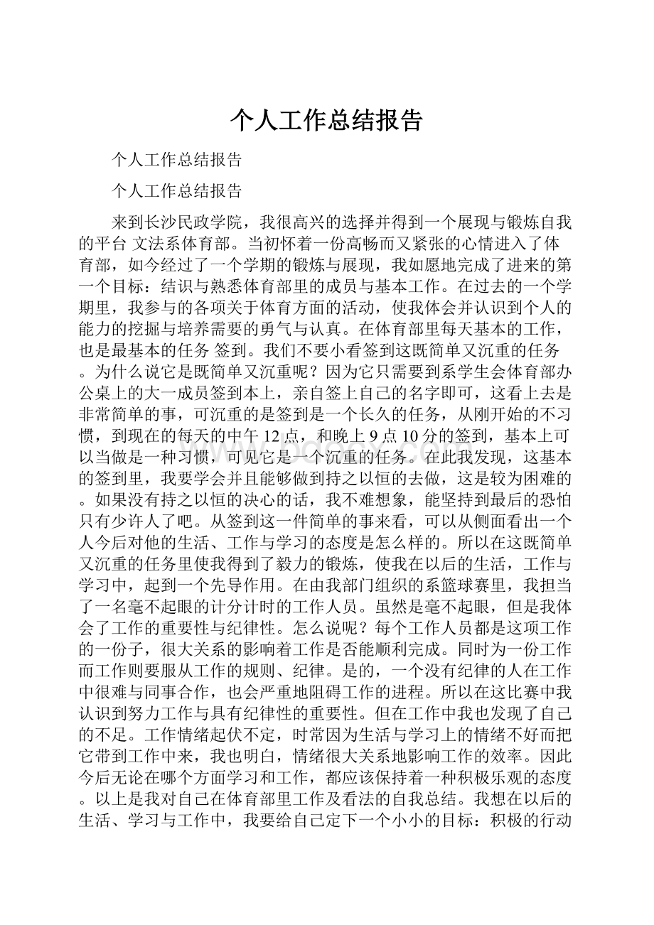 个人工作总结报告.docx