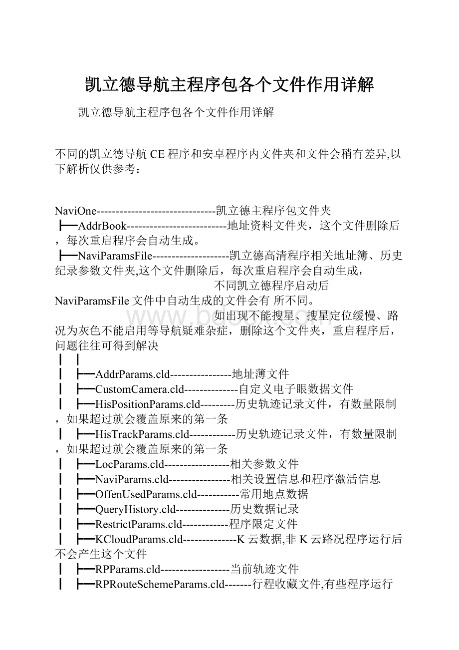 凯立德导航主程序包各个文件作用详解.docx