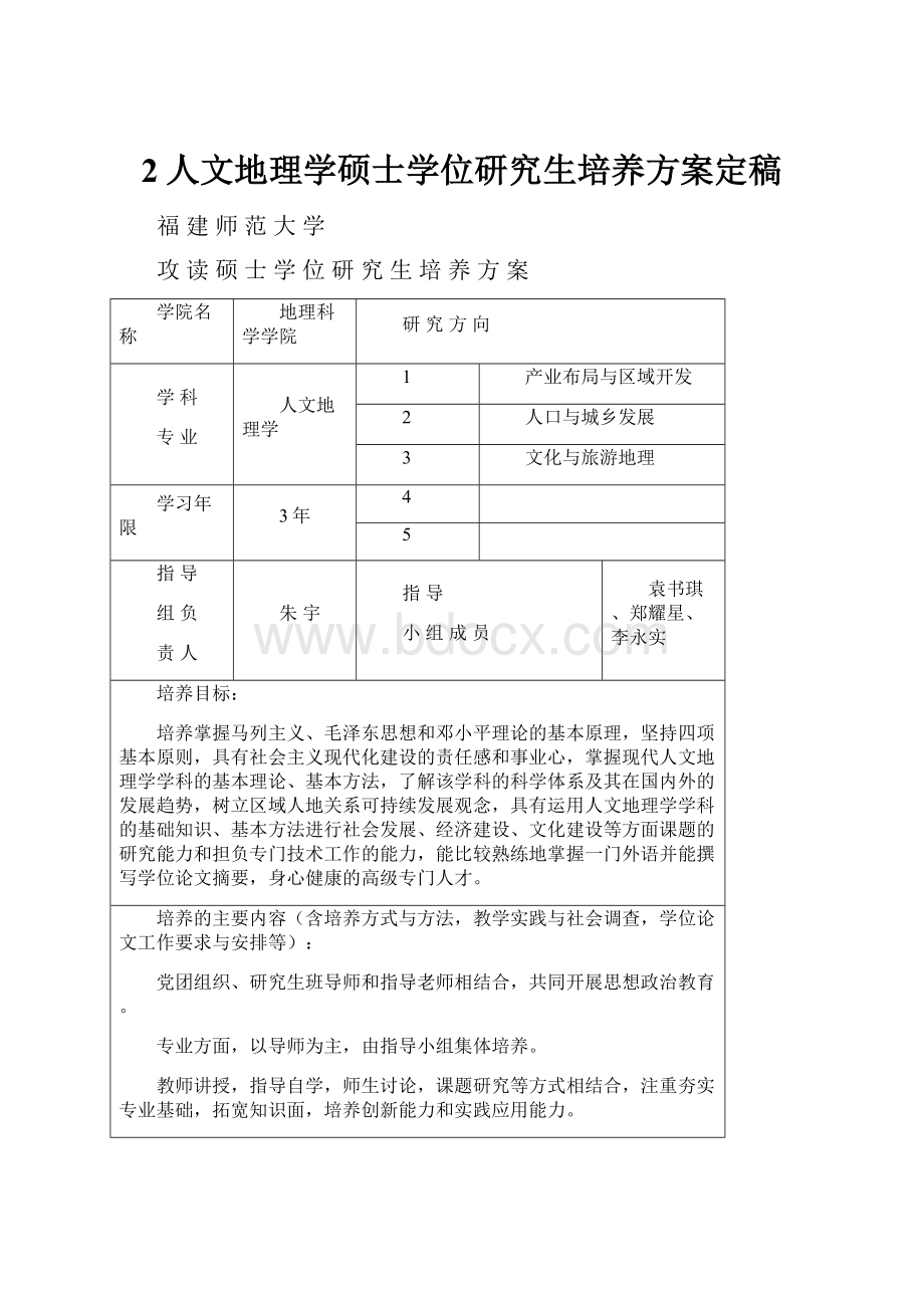 2人文地理学硕士学位研究生培养方案定稿.docx_第1页