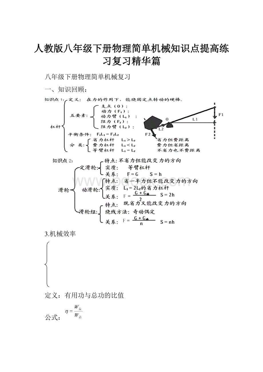 人教版八年级下册物理简单机械知识点提高练习复习精华篇.docx_第1页