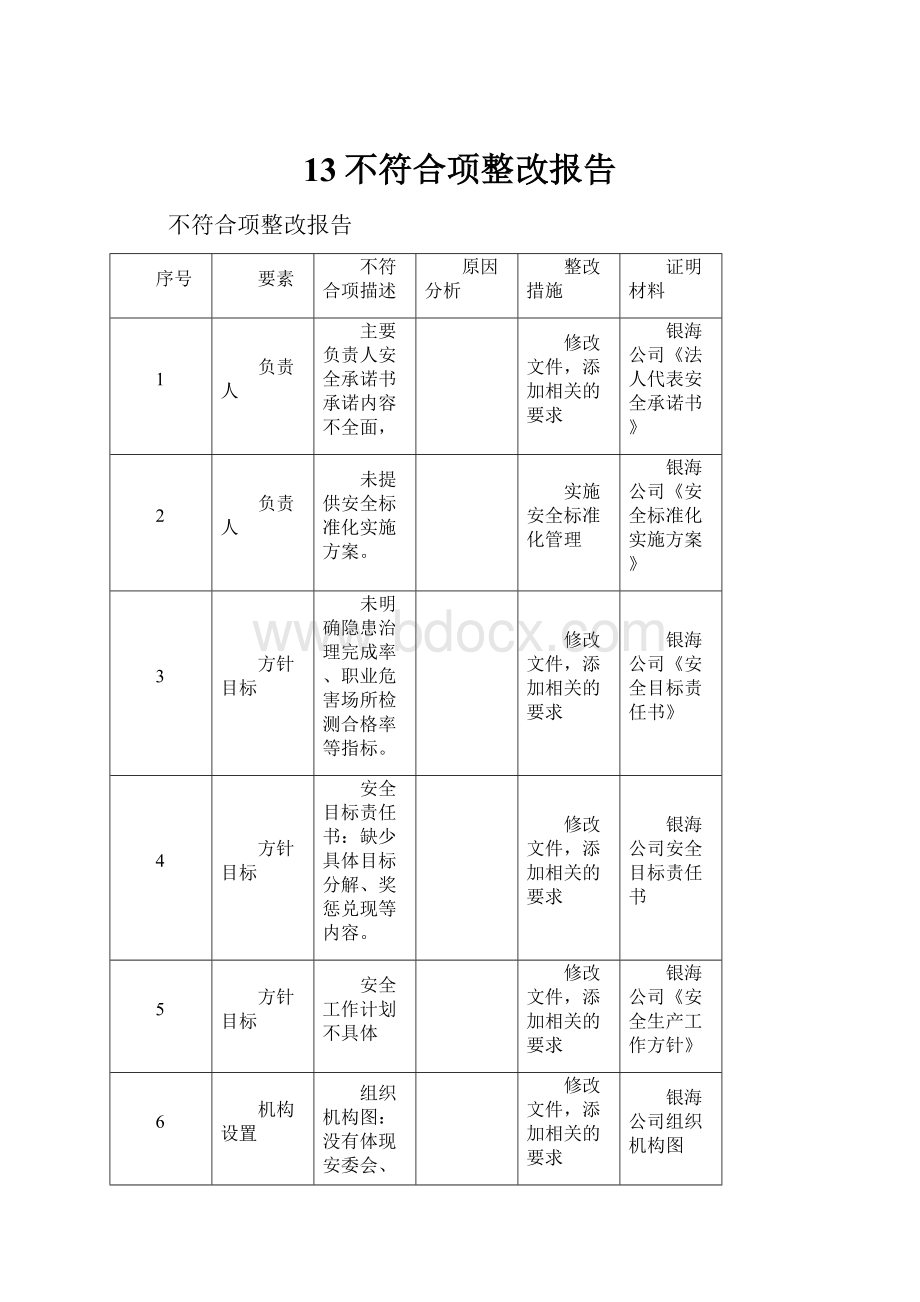 13不符合项整改报告.docx