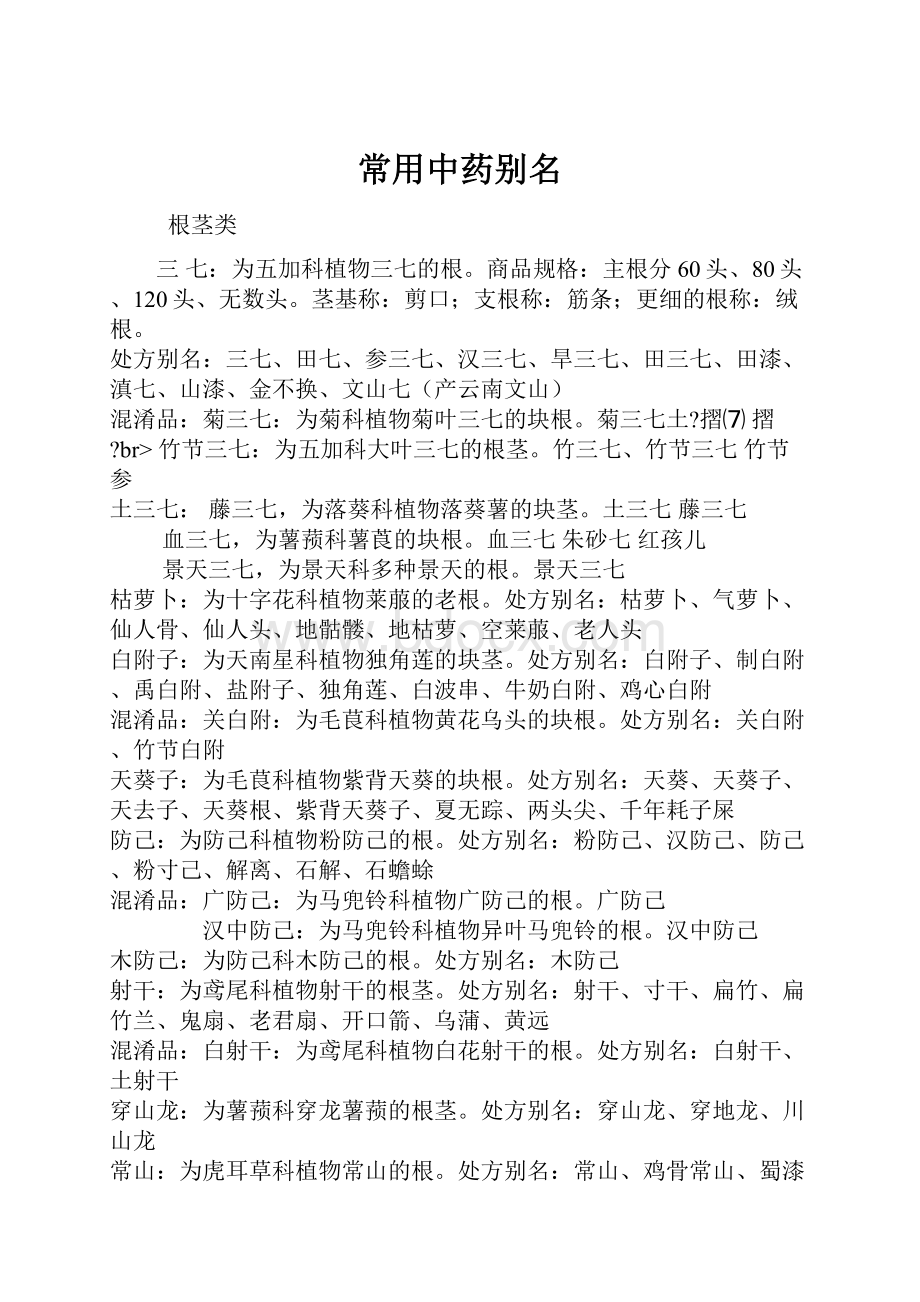 常用中药别名.docx_第1页